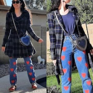 COFFEESHOP plaid wool coat bubble hem trench